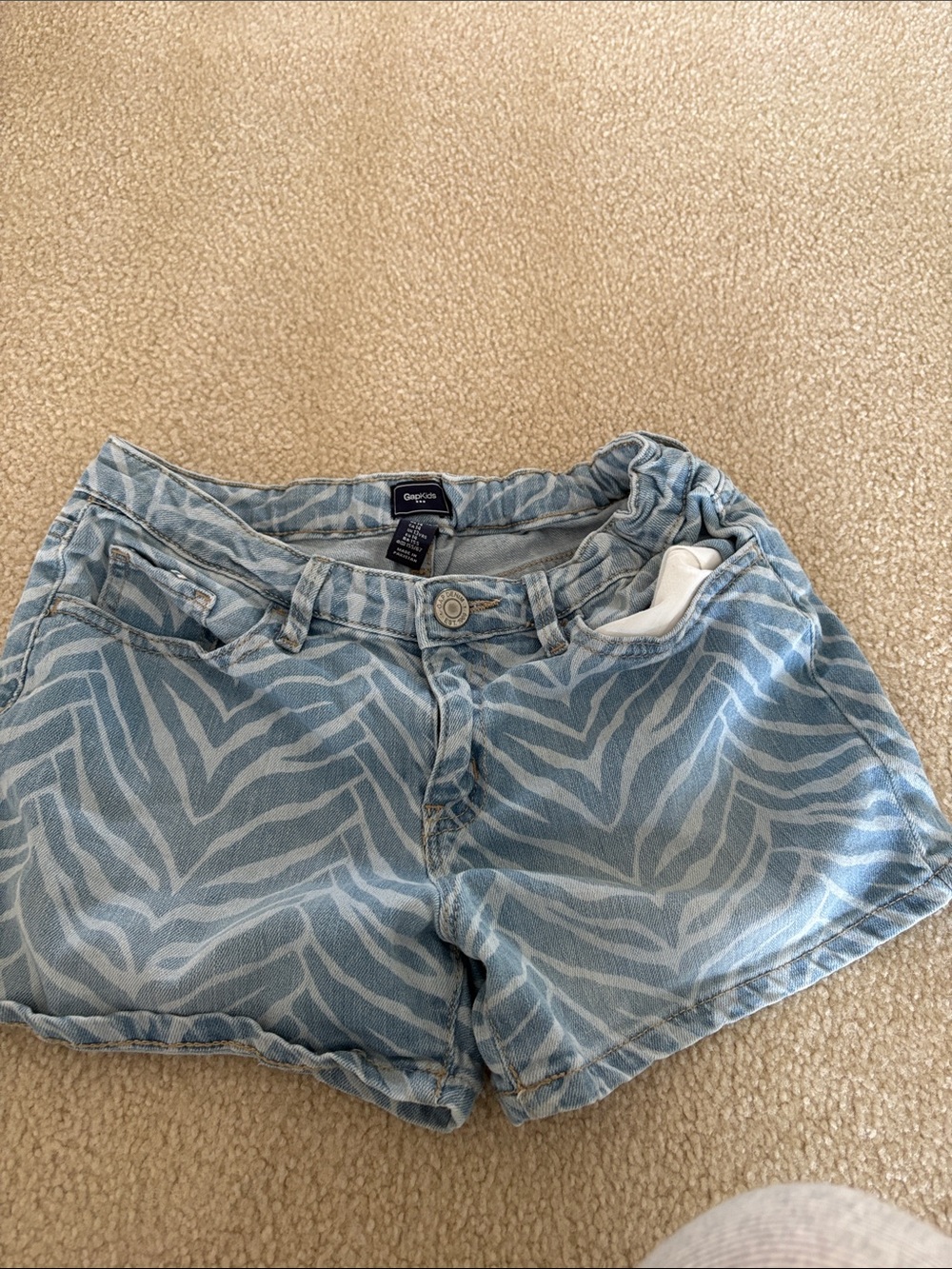Gap Kids Light Blue Zebra-Print Denim Shorts